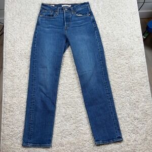 Levi's Premium Wedgie Straight Jeans Dark Wash Button Fly Women's Size 25